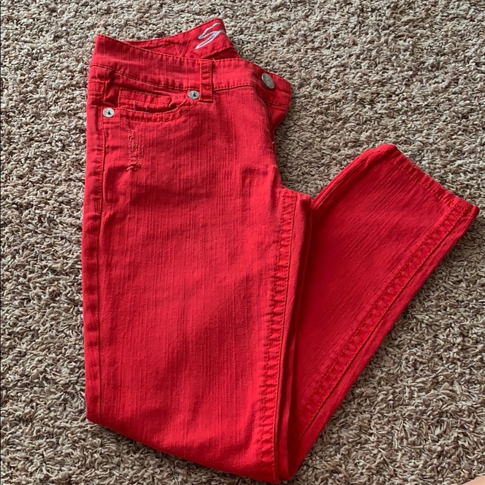 Seven skinny jeans. Sz 30. Bright red!